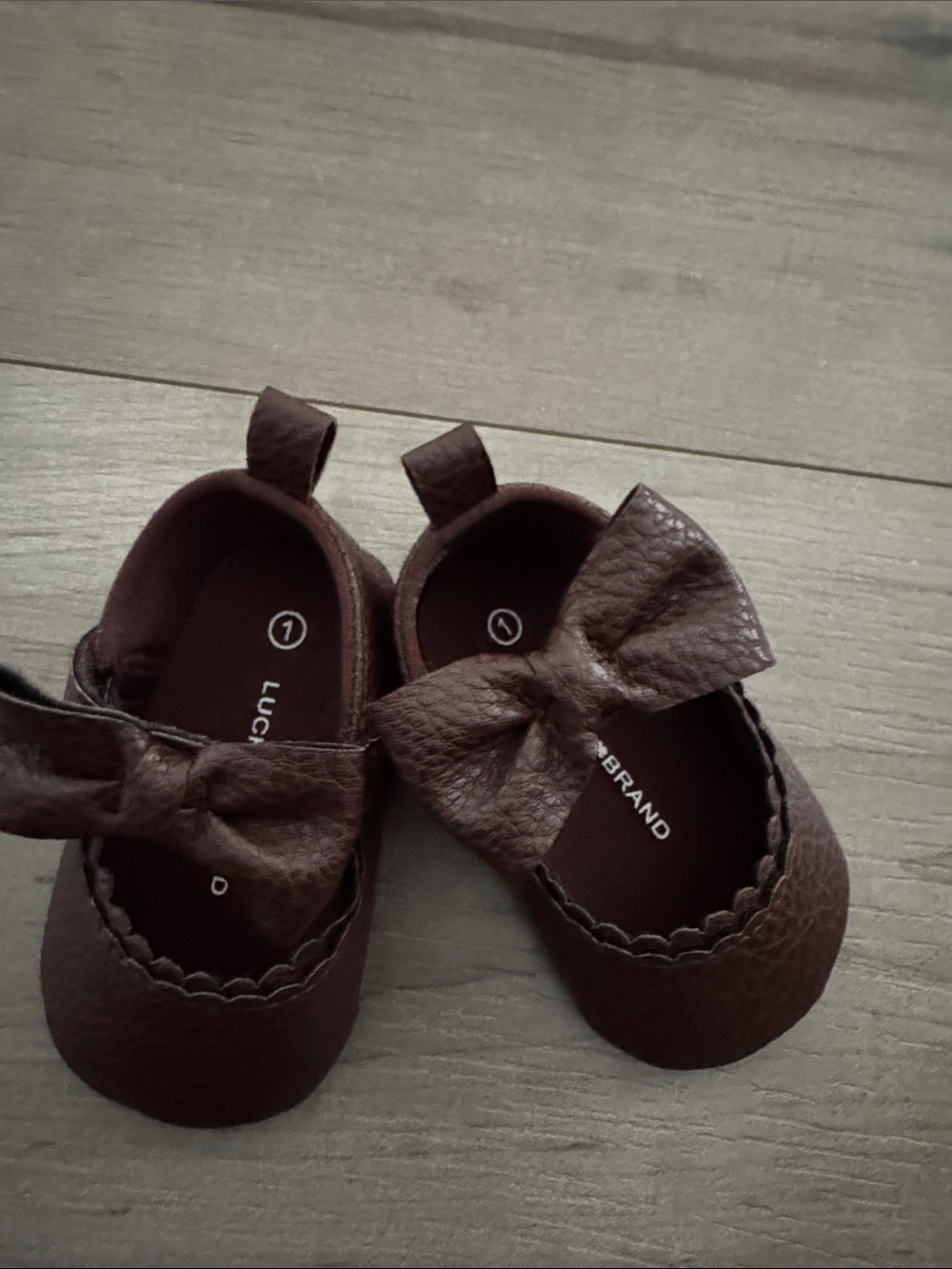 Lucky Brand Dark Brown Bow Mary Jane Baby Shoes